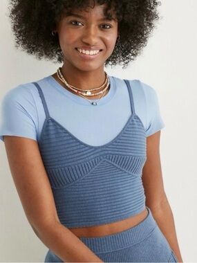 Aerie green cropped sweater corset tank